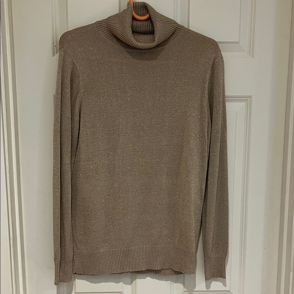 Ladies Gold Metallic Turtleneck Sweater